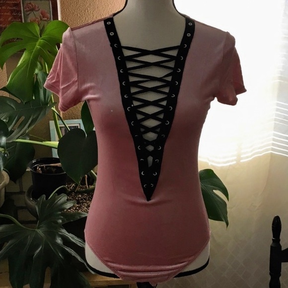 Tops - Pink Velvet Bodysuit